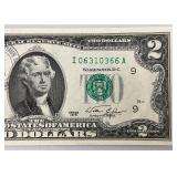 1976 Uncirculated $2 Dollar Bill Bicentennial 1st Day Stamp (In Protective Sleeve)