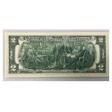 1976 Uncirculated $2 Dollar Bill Bicentennial 1st Day Stamp (In Protective Sleeve)