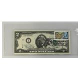1976 Uncirculated $2 Dollar Bill Bicentennial 1st Day Stamp  "76 Minnesota State Fair Ink Stamp (In Protective Sleeve)