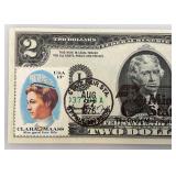 1976 Uncirculated $2 Dollar Bill Bicentennial 1st Day Stamp  "76 Minnesota State Fair Ink Stamp (In Protective Sleeve)