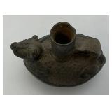 Vintage Peru "Dog Effigy Strirrup Spout Bottle" 4 1/2" x 5" x 3"