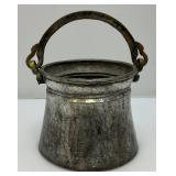 Vintage Cated Copper Brass Primitive Swing Handle Decorative Cook Pot 6" x 7 1/2"