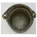 Vintage Cated Copper Brass Primitive Swing Handle Decorative Cook Pot 6" x 7 1/2"