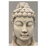 Mid Century Hollow Stone Buddha Head Bust 17" x 7" x 7"