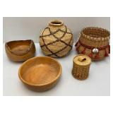 Vintage Misc. Woven Baskets, Wooden Bowls And More