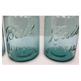 Vintage Blue Glass Canning Jars With Glass Lids