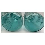 Vintage Blue Glass Canning Jars With Glass Lids