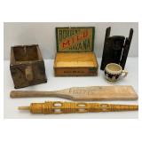 Misc. Vintage And Primitive Wood Items Including Grain Scoop And More