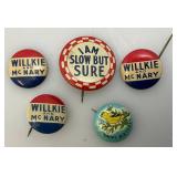 Vintage Collectible Political Buttons, Miniature License Plate Charm And More