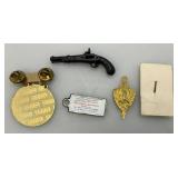Vintage Collectible Political Buttons, Miniature License Plate Charm And More