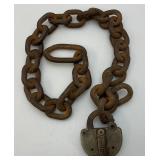 Vintage ADLAKE Brand Heavy Metal Padlock With Heavy Iron Chain