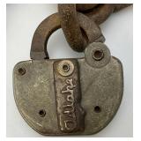 Vintage ADLAKE Brand Heavy Metal Padlock With Heavy Iron Chain