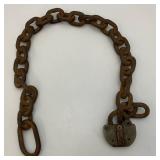 Vintage ADLAKE Brand Heavy Metal Padlock With Heavy Iron Chain