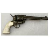 Misc. Vintage Miniature Cap Guns Two Break Open Pistols With Cow Adorned Handles And One Derringer (Missing Hammer)