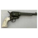 Misc. Vintage Miniature Cap Guns Two Break Open Pistols With Cow Adorned Handles And One Derringer (Missing Hammer)