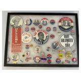 Vintage Collection Of LBJ Lyndon B Johnson Political Buttons In Glass Front Display Case