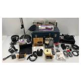 Large Group Of Studio Eguipment Including Radio Shack Microphone, Microphone Stand  And More