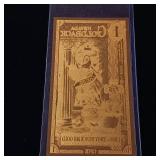 Nevada Goldback $1 Note  Contains 1:1000 Troy oz of 24Karat pure Gold - TAX EXEMPT