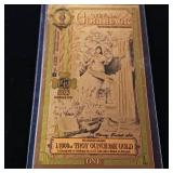 Nevada Goldback $1 Note  Contains 1:1000 Troy oz of 24Karat pure Gold - TAX EXEMPT