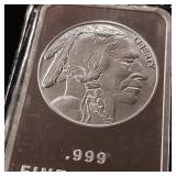 10 Ounce Silver Bar  Buffalo Head - .999 Pure Silver  Tax Exempt