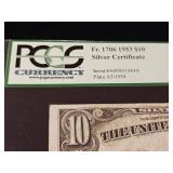 1953 - $10 Dollar Silver Certificate  Very Fine 30 PCGS Currency Rated  The Rickey Collection -TAX EXEMPT
