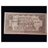 1942 Philippines Emergency Currency 50 Centavos  Used Condition - TAX EXEMPT