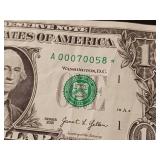 $1 Star Federal Reserve Note Year 2021  plus 5 zeroes for a full house! - TAX EXEMPT