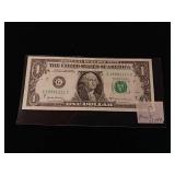Fancy Note  Federal Reserve 2017A $1 Note  5 ones in serial number! - TAX EXEMPT