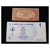 Reserve Bank of Zimbabwe One Dollar Bearer Cheque in uncirculated condition - TAX EXEMPT