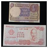 1988 500 Dong Viet Nam  1981 India Rupee  Both Uncirculated - TAX EXEMPT