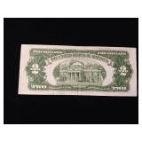 1953 Red Seal Two Dollar Bill  Washingon DC  Jefferson - TAX EXEMPT