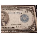 Large Size (Horse Blanket) 1914 Federal Reserve Note $5  - TAX EXEMPT