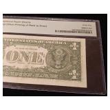 Offset Printing Error  1977 Federal Reserve Note New York  Grade 35 EPQ Choice Very Fine  PMG Paper Money Guarantee - TAX EXEMPT