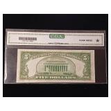 Crisp Uncirculated Mule 1934 $5 Federal Reserve Note  Grade 60  - TAX EXEMPT