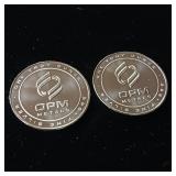 2 Uncirculated Bullion Coins  2 troy ounces total  OPM Metals  .999% silver tax exempt -  Made in the USA