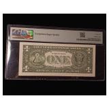 2003 Federal Reserve $1 Note Philadelphia  66 EPQ Gem Uncirculated  PMG Paper Money Guarantee  Radar Serial Number  - TAX EXEMPT
