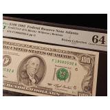 1993 $100 Federal Reserve Note Atlanta  64 Choice Uncirculated  PMG Paper Money Guarantee  Rickey Collection