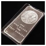 10 Ounce Silver Bar  Buffalo Head - .999 Pure Silver  Tax Exempt