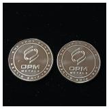 2 Uncirculated Bullion Coins  2 troy ounces total  OPM Metals  .999% silver tax exempt -  Made in the USA