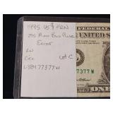1995 Federal Reserve $1 Note Error  295 micro back plate error  Lot C - #38477377w - TAX EXEMPT
