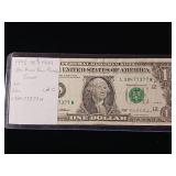 1995 Federal Reserve $1 Note Error  295 micro back plate error  Lot C - #38477377w - TAX EXEMPT