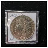 1921-D  Morgan Silver Dollar  90% Silver  Extra Fine - TAX EXEMPT