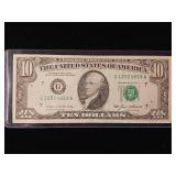 $10 1985 Federal Reserve Note Ink Smear Defect (on back) - TAX EXEMPT