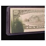 $10 1985 Federal Reserve Note Ink Smear Defect (on back) - TAX EXEMPT