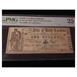 $1 State of North Carolina  Oct 20 1861  Received in payment of public dues - TAX EXEMPT