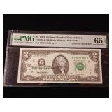 Courtesy Autograph - $2 1995 Federal Reserve Note Atlanta  65 EPQ Gem Uncirculated  PMG Paper Money Guarantee   - TAX EXEMPT