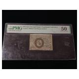 10 Cents Second Issue Fractional Currency  Grade 50 About Uncirculated  PMG Paper Money Guarantee - TAX EXEMPT