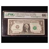 Misaligned Digit Error  2017 Federal Reserve $1 Note Dallas  66 EPQ Gem Uncirculated  PMG Paper Money Guarantee - TAX EXEMPT
