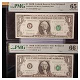 Consecutive: FRN $1 Notes 1963B  - Graded 65 and 66  - TAX EXEMPT