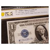 Crazy green back! 1928A Silver Certificate  Grade 65 PPQ Gem Uncirculated  see details  - TAX EXEMPT